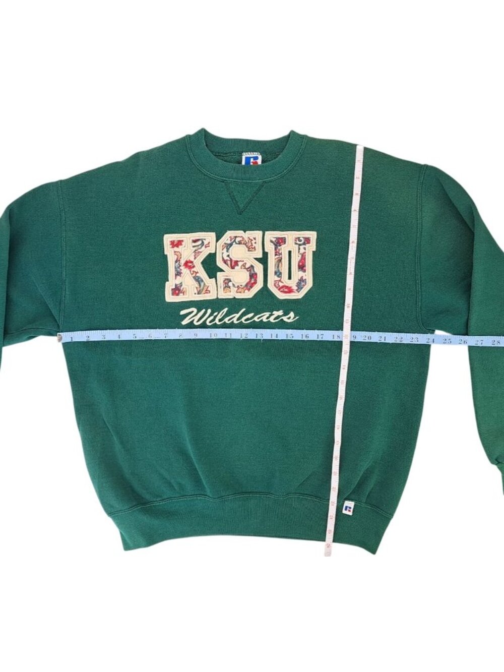 Vintage KSU K-State Wildcats Russell Athletic Green Sweatshirt Men XL Floral - Picture 9 of 10